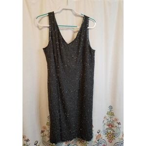 JMD beaded vintage v-neck grey party cocktail‎ dress plus size 2X
